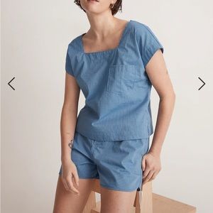 Madewell textural pull on shorts in pinstripe NWT